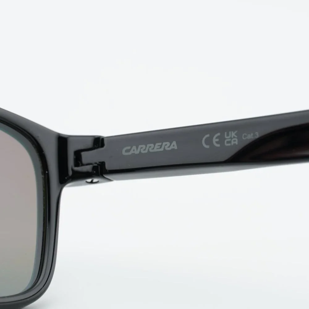 CARRERA 2047T/S 07ZJ Z9 Sunglasses Black/Green Rectangle Frame, Green Lenses